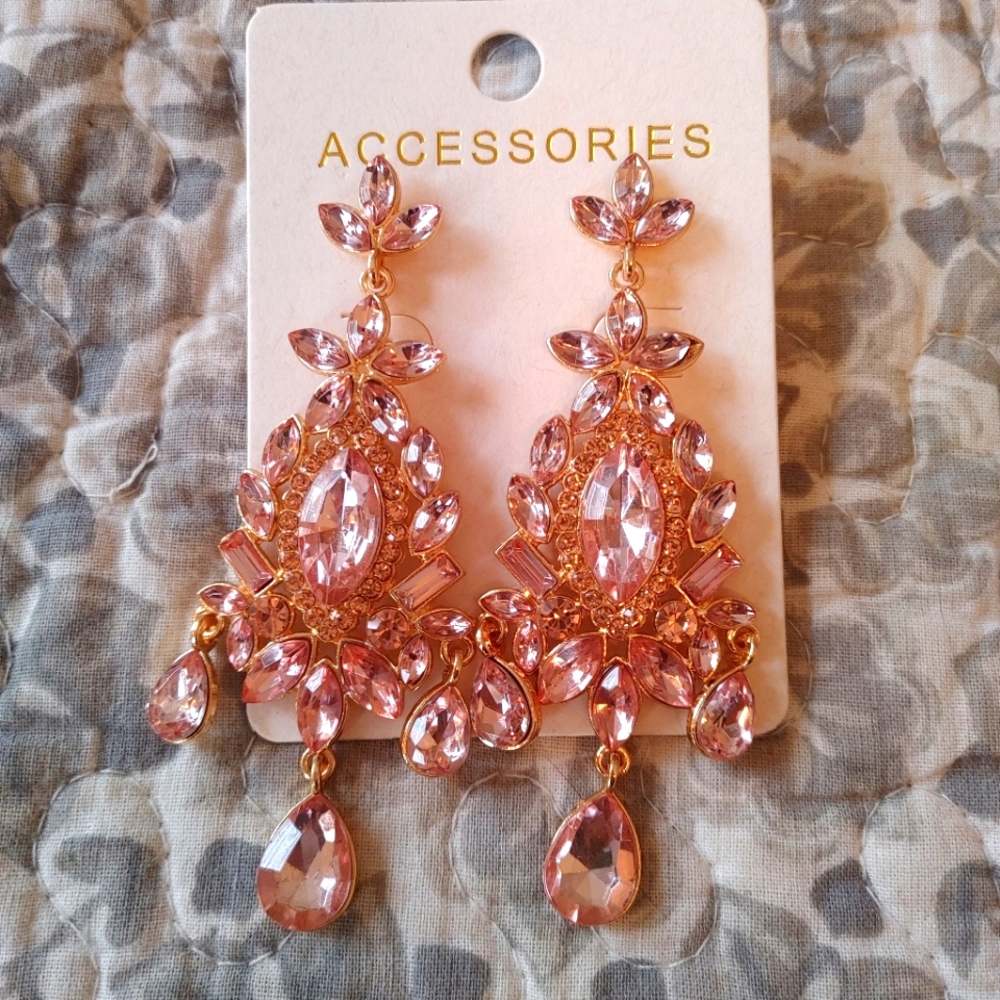 Rose gold pink chandelier earrings